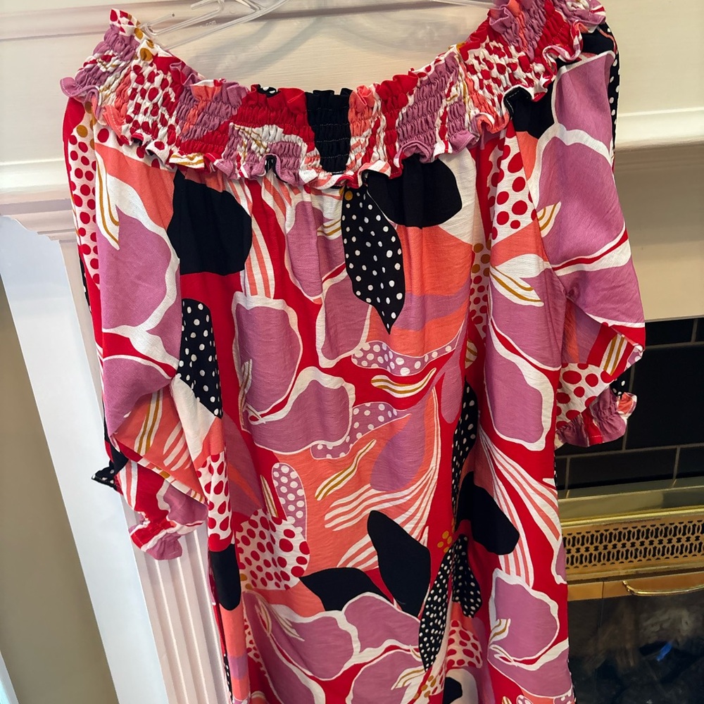 Colorful Off-Shoulder Midi Dress
